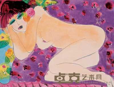 丁雄泉 1992年作 紫色的幻想 36.5×47cm